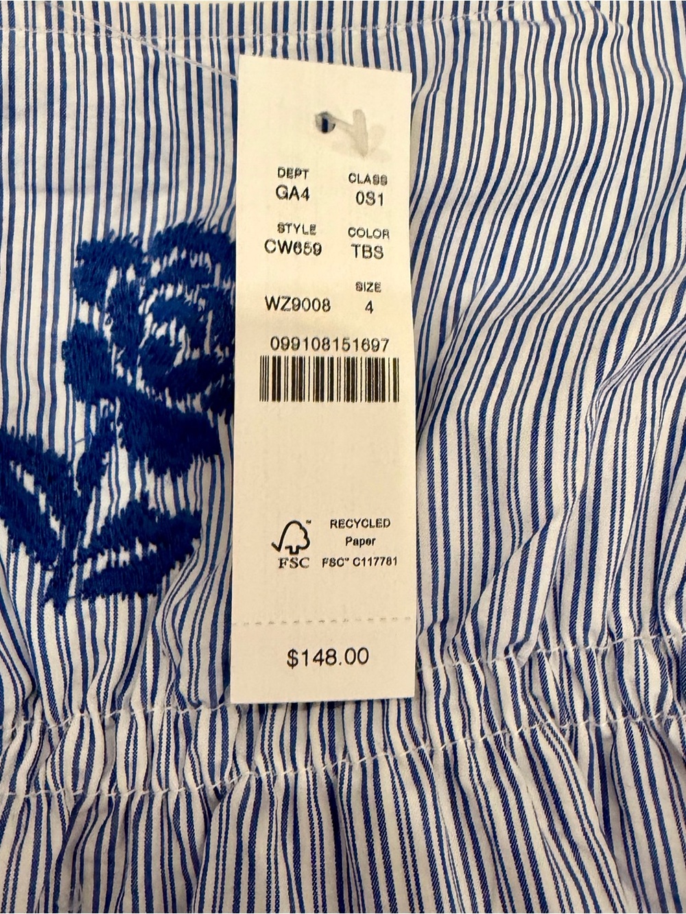 NWT J.Crew Tall Scoopback Mini Dress in Embroidered Floral Stripe - Picture 7 of 7